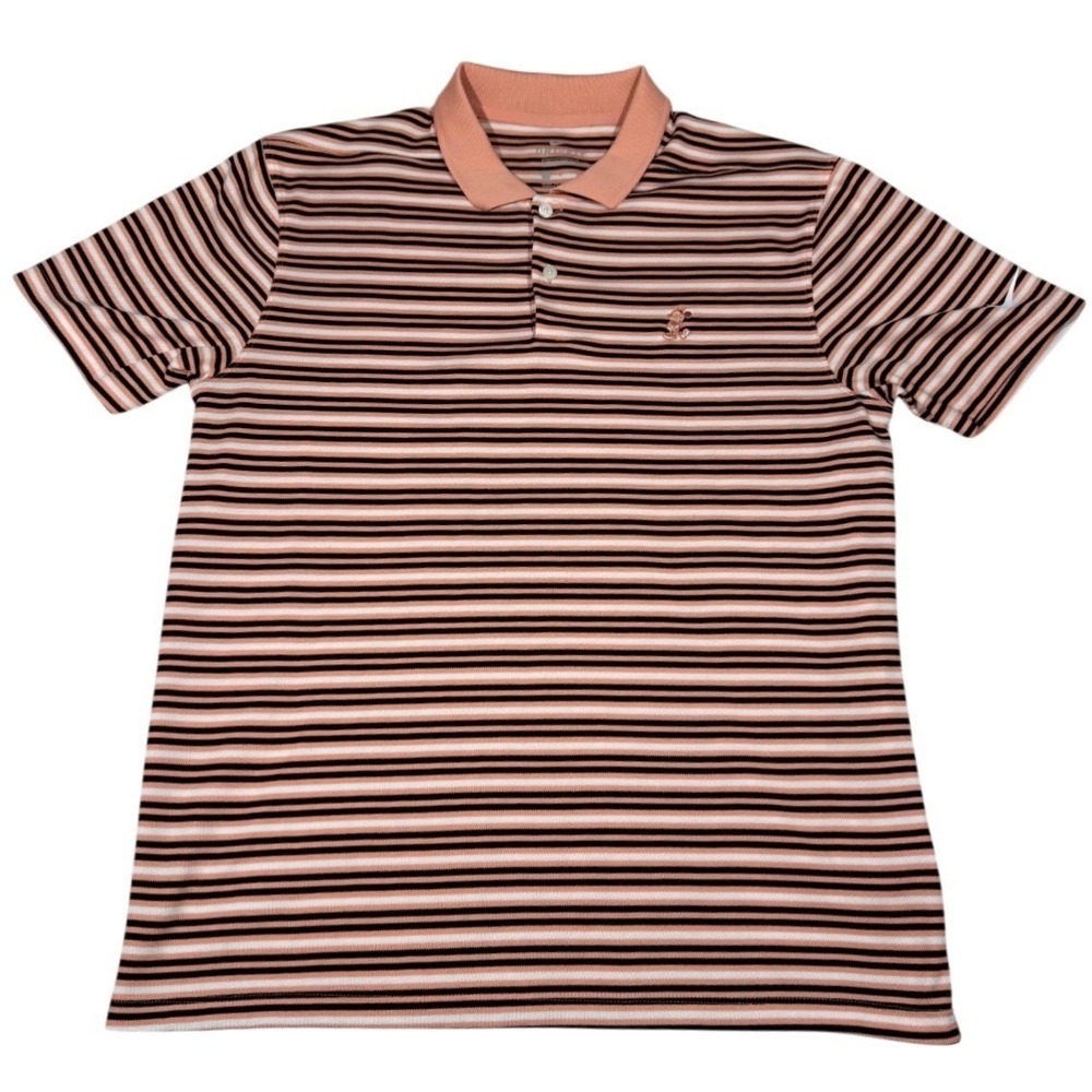 Nike Golf Dri-FIT Disney Mickey Mouse Striped Polo Shirt Men Medium Pink Black